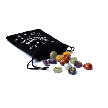 Runen Orakelset 7 Chakras in Samtbeutel